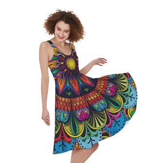 Colorful Mandala Print Sleeveless Knee Length Dress | Newhawaiianshirts DE