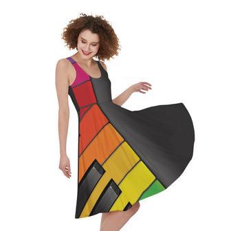 Colorful Piano Keyboard Print Sleeveless Knee Length Dress | Newhawaiianshirts AU