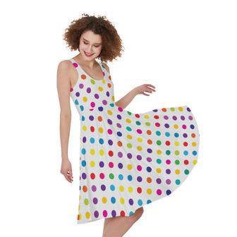 Colorful Polka Dot Pattern Print Sleeveless Knee Length Dress | Newhawaiianshirts UK