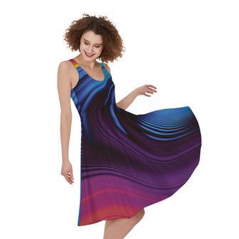 Colorful Psychedelic Print Sleeveless Knee Length Dress | Newhawaiianshirts DE