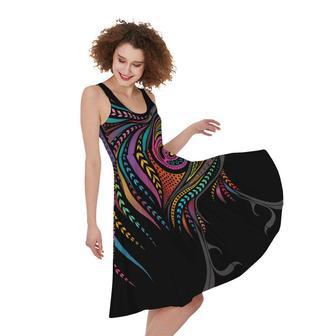 Colorful Rooster Print Sleeveless Knee Length Dress | Newhawaiianshirts AU