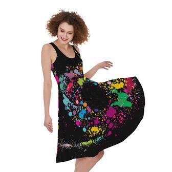 Colorful Splash Yin Yang Print Sleeveless Knee Length Dress | Newhawaiianshirts UK