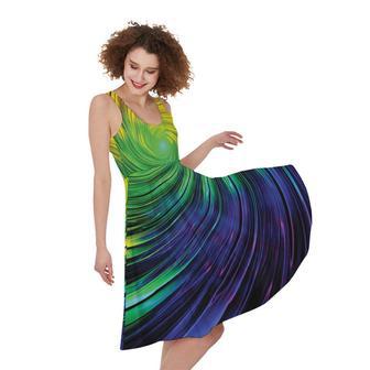 Colorful Swirl Print Sleeveless Knee Length Dress | Newhawaiianshirts UK