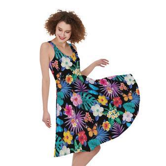 Colorful Tropical Jungle Hawaiian Print Sleeveless Knee Length Dress | Newhawaiianshirts UK