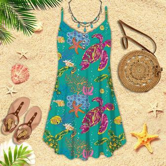 Colorful Turtles Spaghetti Strap Summer Dress | Newhawaiianshirts AU