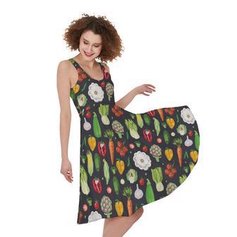 Colorful Vegetable Pattern Print Sleeveless Knee Length Dress | Newhawaiianshirts CA