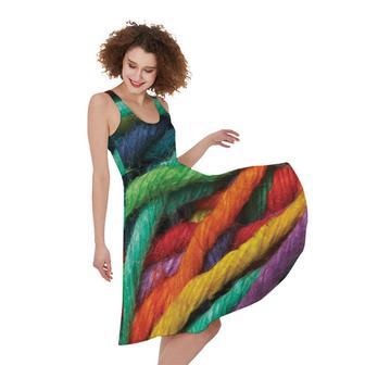 Colorful Yarn Print Sleeveless Knee Length Dress | Newhawaiianshirts DE