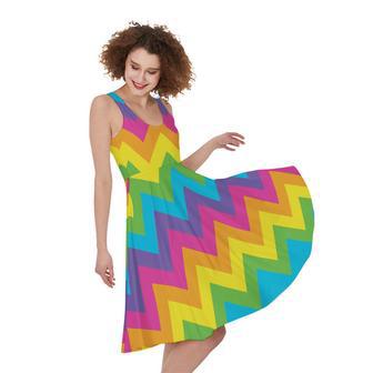 Colorful Zigzag Pattern Print Sleeveless Knee Length Dress | Newhawaiianshirts UK