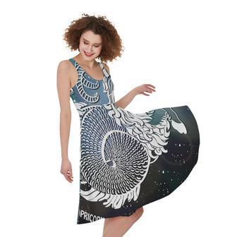 Constellation Of Capricorn Print Sleeveless Knee Length Dress | Newhawaiianshirts AU