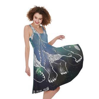 Constellation Of Leo Print Sleeveless Knee Length Dress | Newhawaiianshirts DE