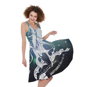 Constellation Of Sagittarius Print Sleeveless Knee Length Dress | Newhawaiianshirts AU