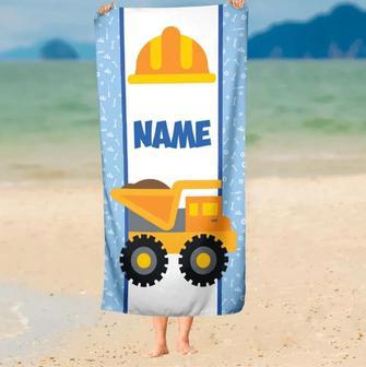 Construction Theme Personalized Beach Towels Kids Adults Unique Design | Newhawaiianshirts CA