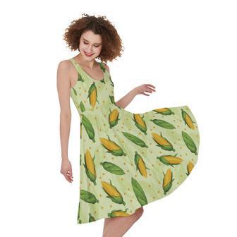 Corncob Pattern Print Sleeveless Knee Length Dress | Newhawaiianshirts UK