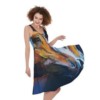 Couple Horses Painting Print Sleeveless Knee Length Dress | Newhawaiianshirts AU