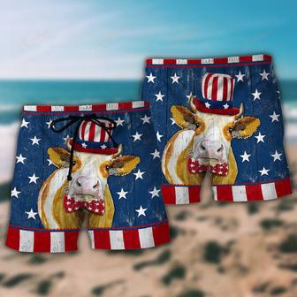 Cow Independence Day Funny Beach Short | Newhawaiianshirts AU