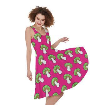 Crazy Mushroom Pattern Print Sleeveless Knee Length Dress | Newhawaiianshirts CA