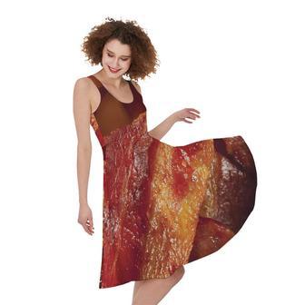 Crispy Bacon Print Sleeveless Knee Length Dress | Newhawaiianshirts AU