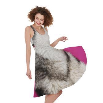 Cute Alaskan Malamute Print Sleeveless Knee Length Dress | Newhawaiianshirts UK