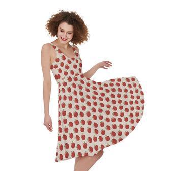 Cute Apple Pattern Print Sleeveless Knee Length Dress | Newhawaiianshirts