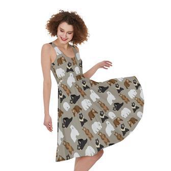 Cute Bear Pattern Print Sleeveless Knee Length Dress | Newhawaiianshirts CA