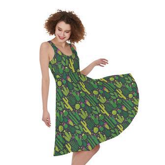 Cute Cactus Plant Pattern Print Sleeveless Knee Length Dress | Newhawaiianshirts