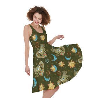 Cute Cartoon Cancer Pattern Print Sleeveless Knee Length Dress | Newhawaiianshirts DE