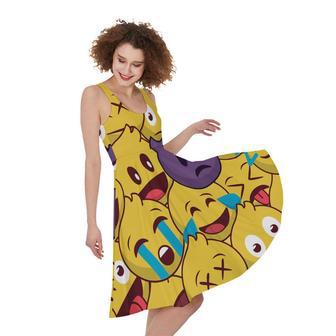 Cute Emoji Pattern Print Sleeveless Knee Length Dress | Newhawaiianshirts AU