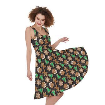 Cute Gingerbread Pattern Print Sleeveless Knee Length Dress | Newhawaiianshirts