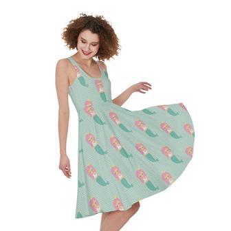 Cute Mermaid Pattern Print Sleeveless Knee Length Dress | Newhawaiianshirts