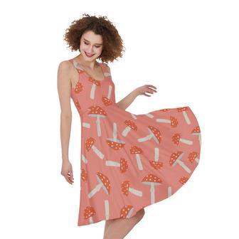 Cute Mushroom Pattern Print Sleeveless Knee Length Dress | Newhawaiianshirts CA