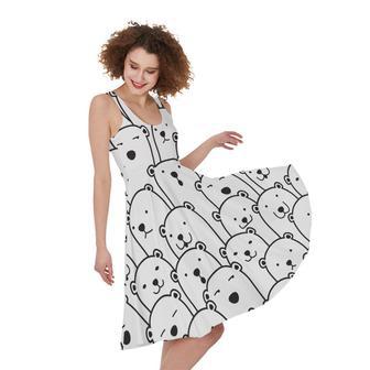 Cute Polar Bear Pattern Print Sleeveless Knee Length Dress | Newhawaiianshirts CA