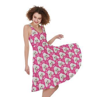 Cute Poodle Pattern Print Sleeveless Knee Length Dress | Newhawaiianshirts CA