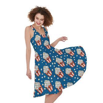 Cute Popcorn Box Pattern Print Sleeveless Knee Length Dress | Newhawaiianshirts AU