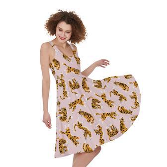 Cute Tiger Pattern Print Sleeveless Knee Length Dress | Newhawaiianshirts UK