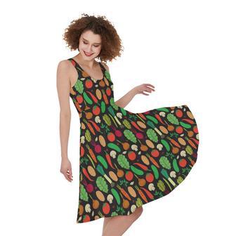 Cute Vegan Pattern Print Sleeveless Knee Length Dress | Newhawaiianshirts UK