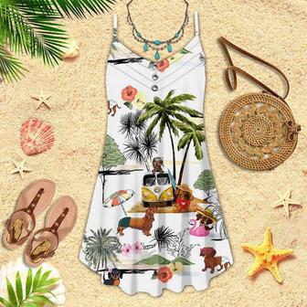 Dachshund Dog Tropical Pet Lover Spaghetti Strap Summer Dress | Newhawaiianshirts AU