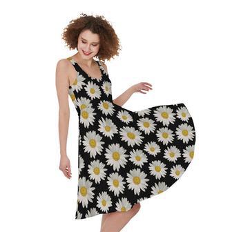 Daisy Flower Pattern Print Sleeveless Knee Length Dress | Newhawaiianshirts UK