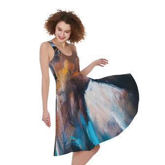 Dark Blue Horse Painting Print Sleeveless Knee Length Dress | Newhawaiianshirts AU