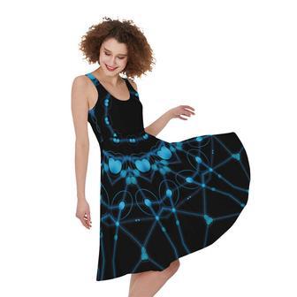 Dark Blue Kaleidoscope Print Sleeveless Knee Length Dress | Newhawaiianshirts UK