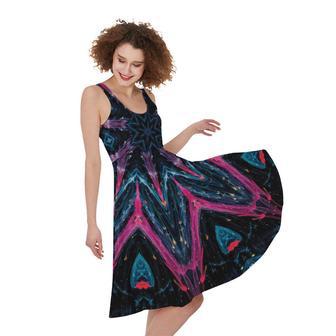 Dark Cloud Kaleidoscope Print Sleeveless Knee Length Dress | Newhawaiianshirts CA