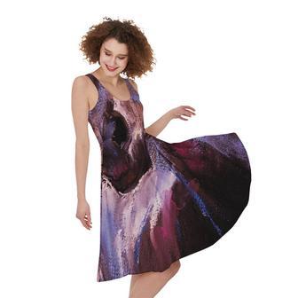 Dark Pink Horse Painting Print Sleeveless Knee Length Dress | Newhawaiianshirts AU