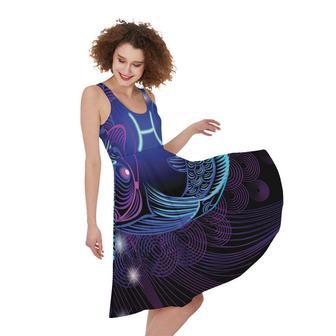 Dark Pisces Zodiac Sign Print Sleeveless Knee Length Dress | Newhawaiianshirts UK