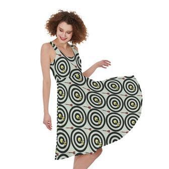 Dartboard Cartoon Pattern Print Sleeveless Knee Length Dress | Newhawaiianshirts