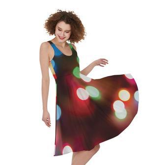 Defocused Christmas Lights Print Sleeveless Knee Length Dress | Newhawaiianshirts