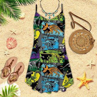 Dinosaur Skeleton Spaghetti Strap Summer Dress | Newhawaiianshirts UK