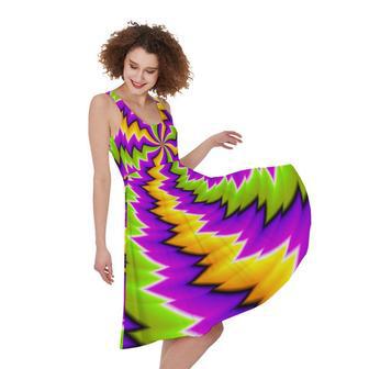 Dizzy Vortex Moving Optical Illusion Sleeveless Knee Length Dress | Newhawaiianshirts CA