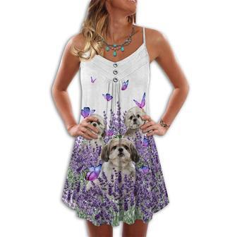 Dog Purple Flower Shih Tzu - Summer Dress | Newhawaiianshirts CA