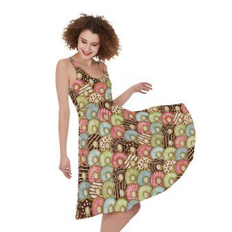 Donuts Pattern Print Sleeveless Knee Length Dress | Newhawaiianshirts AU