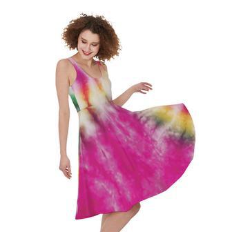 Double Tie Dye Print Sleeveless Knee Length Dress | Newhawaiianshirts AU