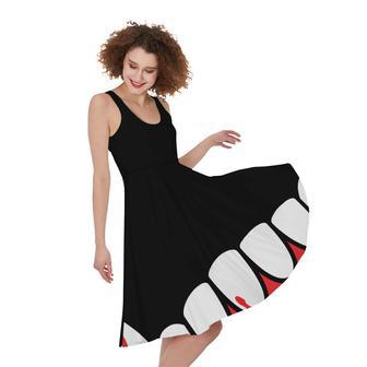 Dracula Fang Print Sleeveless Knee Length Dress | Newhawaiianshirts DE